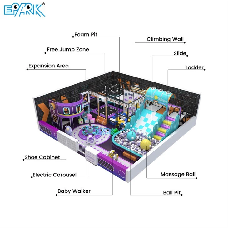 100 M² Star-Nebula Indoor Playground Violet Space Theme high quality