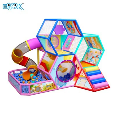 Colorful Honeycomb Soft Play Slide Combo For Kids Fun
